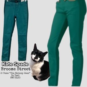 NWT $120 Kate Spade | Saturday | Host Pick | 2-Tone Skinny Jeans | Teal | Green